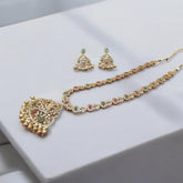 Traditional Temple Design Gold-Plated Necklace Set